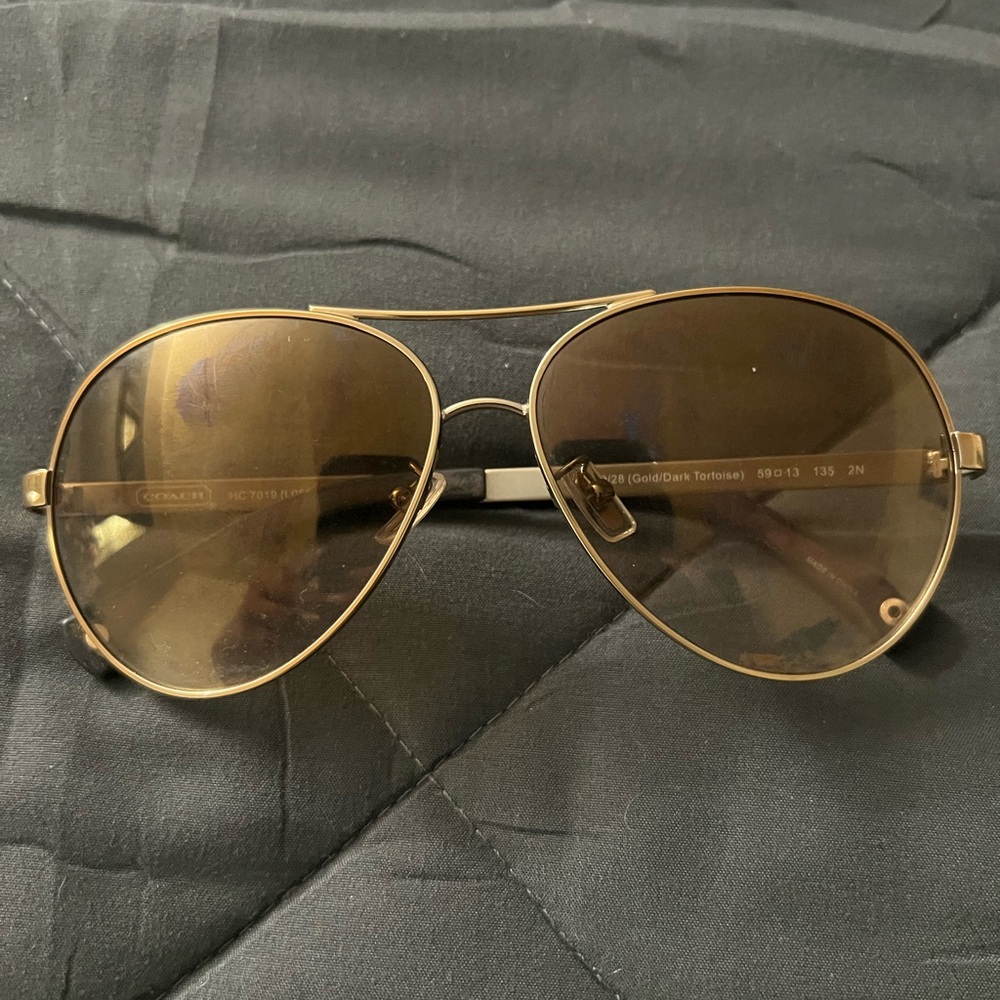 Coach Dark Tortoise Aviator Sunglasses